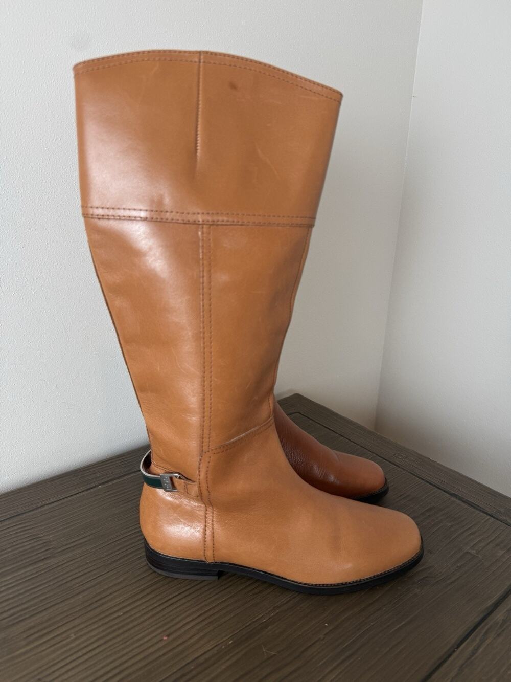 Lauren Ralph Lauren Brooke II Tall Calfskin Boot Polo Riding Tan Size 6.5